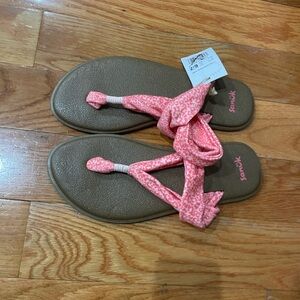 Sanuk Pink and Brown Yoga Sling Sandals